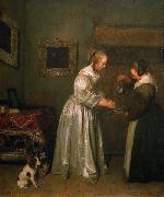 Gerard ter Borch the Younger A lady washing her hands. Spain oil painting artist